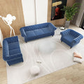 Velvet Sofa Couches Set, 3-Piece Mid Century Modern Upholstered Couch with Cushions, Home Sofa Sectional Furniture Sets, Comfy Tufted Chesterfield Couches for Living Room, Bedroom, Office