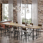 Tribesigns Bar Table, Industrial Counter Height Pub Table with Metal Footrest, 63-Inch Rectangle Wood Kitchen Dining Table with Sturdy Metal Frame for Dining Room, Home Bar (Gray)