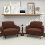 Oversized Accent Chair for Living Room Chairs Reading Arm Chair Comfy Modern Single Sofa Side Chairs with Metal Legs & Soft Cushion for Bedroom, Waiting Room (Velvet Reddish, Set of 2)