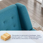 HUIMO Button-Tufted Accent Chairs Set of 2,Upholstered Reading Living Room Chair,Mid Century Modern Chair with Linen Fabric, Club Chair,Comfy Arm Chairs for Living Room,Bedroom,Lake Blue