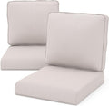 Outdoor Chair Cushions 23" x 24" x 4", Patio Deep Seat Replacement Cushions Set with Zippered Removable Cover, Weather-Resistant Olefin Fabric for Garden Chair Sofa Couch, Set of 2, Beige