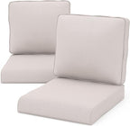 Outdoor Chair Cushions 23" x 24" x 4", Patio Deep Seat Replacement Cushions Set with Zippered Removable Cover, Weather-Resistant Olefin Fabric for Garden Chair Sofa Couch, Set of 2, Beige