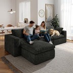 108.3" Cloud Sectional Couches for Living Room, L-Shape Couch with Ottoman, 3 Seater Modular Sectional Sofa with Deep Seats for Bedroom Office