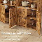 IRONCK Industrial Bookshelves and Bookcases with Doors 11.8 in Depth Floor Standing 5 Shelf Display Storage Shelves Bookcase Home Decor Furniture for Home, Office, Living Room, Bedroom