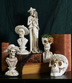 Primitives by Kathy Seasonal Home Decor Lady Skeleton Figurine - Resin, Off White and Bronze, Halloween