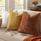 decorUhome Fall Rust Chenille Throw Pillow Covers 20x20 Set of 2 Thick Textured Slubby Couch Pillow Covers Farmhouse Accent Modern Neutral Decorative Pillow Cases for Bed Sofa Living Room