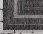 Unique Loom Outdoor Border Collection Area Rug - Soft Border (5' 3" x 8' Rectangle, Black/ Ivory)