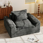 Hobestluk Cloud Single Sofa Memory Foam Couch with Deep Seat L Shaped Sofa with Removable Cover Large Couch for Living Room (Dark Grey, Single Sofa)