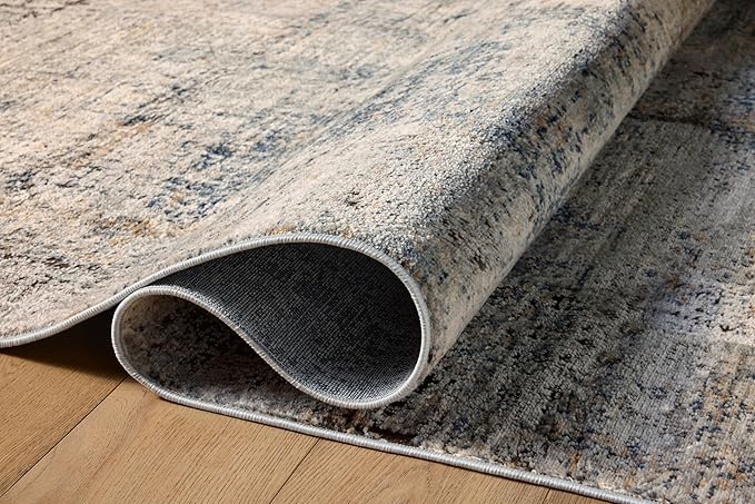 Loloi Teagan Collection TEA-05 Denim/Slate 2'-8" x 4' Accent Rug, Large, Soft Neutral Rug, High-Traffic for Living Room, Bedroom, Home Office, Dining Area