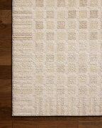 Loloi Chris Loves Julia Calvin Collection CLV-03 Bone/Natural 5'-3" x 7'-6" Area Rug Checkered Neutral Soft Living Room Bedroom Carpet