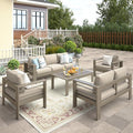 Wisteria Lane 5-Piece Outdoor Patio Furniture Set, Outdoor Sectional Furniture with Upgraded Cushions, Outdoor Conversation Seating Set for Balcony, Garden, Deck, Backyard, Khaki