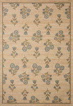 Loloi Chris Loves Julia Rue Collection RUE-04 Moss/Blue 5'-0" x 7'-6" Area Rug Jute Neutral Floral Living Room Bedroom Rug