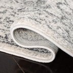 SAFAVIEH Evoke Collection Area Rug - 6'7" Square, Ivory & Grey, Distressed Design, Non-Shedding & Easy to Clean, Ideal for Living Room, Bedroom, Dining Space (EVK256F)