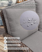 HUMMUH 7-Piece Patio Furniture Set with Fire Pit,Wicker Patio Sofa Set Outdoor Swivel Rocking Chairs with Ottomans for Backyard,Poolside,Deck
