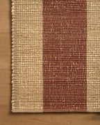 Loloi Leanne Ford Weatherstaff Collection WTS-02 Natural/Brick 9'-3" x 13' Area Rug Jute, Striped, Neutral, Living Room, Bedroom, Dining Room