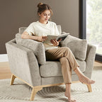 VANOMi Large-Sized Accent Chair, Thick Cushion Bedroom Reading Chair, Comfortable Living Room Single Sofa, Chenille Camel