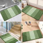 Kitinjoy Indoor Outdoor Door Mat, 32x20 Non-Slip Absorbent Dirt Trapper, Low-Profile Washable Inside Entrance Front Floor Mat, Sturdy Soft Entry Doormats for Entryway, Green