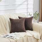 GAWAMAY Decorative Square Throw Pillow Covers 20"x20" Inch Set of 2, Super Soft Chenille Pillows Farmhouse Fall Pillowcase for Living Room Bedroom Sofa Couch Cushion Cover Coffee 50x50cm (No Inserts)