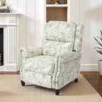 Lumibee Recliner Chair, Wingback Recliner Chair for Living Room, Modern Upholstered Fabric Pushback Armchair with Adjustable Backrest & Footrest for Small Spaces,Bedroom-Rococo Green