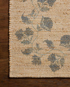 Loloi Chris Loves Julia Rue Collection RUE-05 Natural/Denim 3'-6" x 5'-6" Accent Rug Jute Neutral Floral Living Room Bedroom Rug