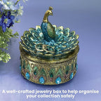 Bits and Pieces Peacock Jewelry Box for Women Small Keepsake Box with Peacock Figurine Lid - Decorative Boxes for Home Decor