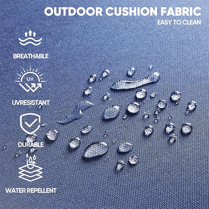 Swivel Patio Chairs Sofa Set of 5 with 6" Thick Cushion - Wicker Outdoor Swivel Rocker Patio Chair with Side Table, High Back Comfortable Outdoor Glider Chairs - Grey Wicker | Blue Cushions