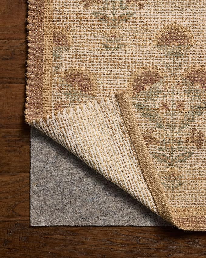 Loloi Chris Loves Julia Rue Collection RUE-01 Wheat/Sage 7'-6" x 9'-6" Area Rug Jute Neutral Floral Living Room Bedroom Rug