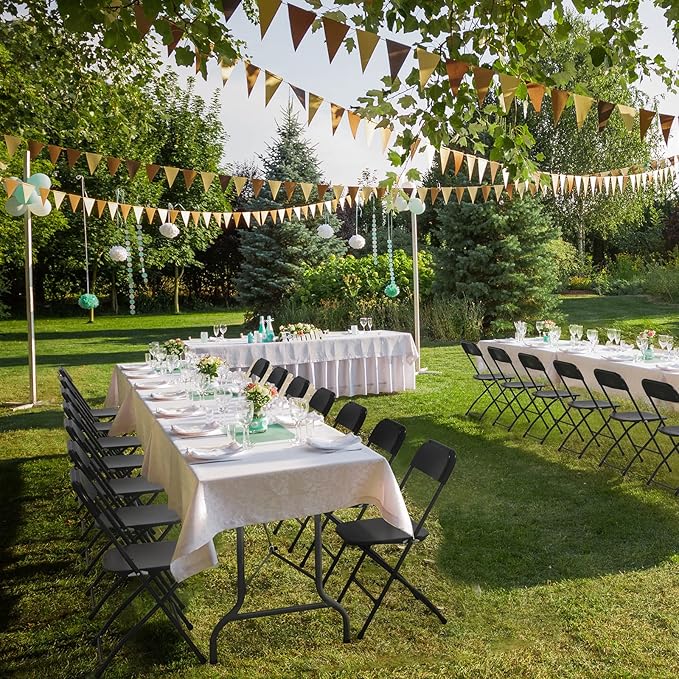 VINGLI 2 Pack Black Plastic Folding Chair, Indoor Outdoor Portable Stackable Commercial Seat with Steel Frame 350lb. Capacity for Events Office Wedding Party Picnic Kitchen Dining