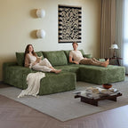 108" Sectional Couches for Living Room Modern Modular Sofa with L-Shape Couchs Upholstered Boneless Couch Deep Seat Sectional Couch with Chaise (Green, Right Facing Chaise+2Seaters+1Ottoman)