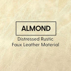 Factory Direct Partners Rustic Kid Birch Sling Book Display; Distressed Faux Leather 4-Shelf Storage for Books or Magazines; Furniture for Bedroom, Playroom, Daycare or Classroom - Almond, 13745-320