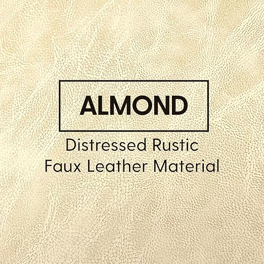 Factory Direct Partners Rustic Kid Birch Sling Book Display; Distressed Faux Leather 4-Shelf Storage for Books or Magazines; Furniture for Bedroom, Playroom, Daycare or Classroom - Almond, 13745-320