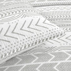 Lush Decor Hygge Geo Pattern Striped 3 Piece Quilt Bedding Set, Full/Queen, Gray & White