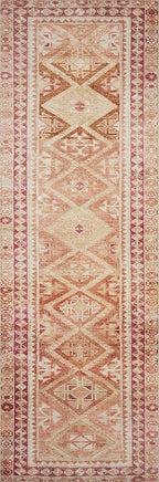 Loloi Layla Collection LAY-16 Natural/Spice 2'-3" x 3'-9" .13" Thick Accent Rug, Soft, Durable, Vintage Inspired, Distressed, Low Pile, Non-Shedding, Easy Clean, Printed, Living Room Rug