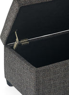 SIMPLIHOME Avalon 48 inch Wide Contemporary Rectangle Storage Ottoman Bench in Dark Grey Tweed Look Fabric, Assembled, For the Living Room, Entryway and Family Room