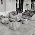 Patio Conversation Deck Furniture Sets: 6-Piece Aluminum Woven Rope Outdoor Sofa Set - Modern Cushions Couch Set - No Assembly Metal Porch Seating for Deck Yard Garden Lanai Pool Hotel Resort