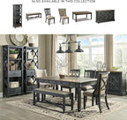 Signature Design by Ashley Tyler Creek Casual Farmhouse 75" Display Cabinet or Bookcase with Drawers and Shelf, Open Lattice Sides, Wood, Gray Black Finish