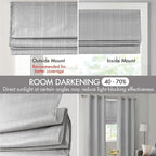 Madison Park Galen Cordless Roman Shade, 23"W x 64"H, Sheen Grey – Room Darkening, Thermal Insulated, Energy Efficient Window Blind with Subtle Sheen Basketweave Fabric for Privacy