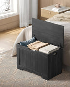 VASAGLE Storage Chest, 29.9 Inches Width Storage Bench, Entryway Bench with 2 Safety Hinges, Shoe Bench, Farmhouse Style, for Entryway, Bedroom, Living Room, Charcoal Gray ULHS011B02