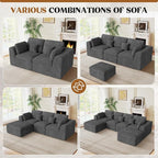 Loveseat Sofa, Cloud Boneless Couches for Living Room, 2 Seater Modular Sectional Sofa,Oversized,DarkGary Chenille
