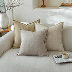 a moment Linen Pillow Covers Set of 2,Boho Farmhouse Throw Pillowcases Neutral Textured Decorative Covers for Couch Sofa Bed, Soft Linen Blend Accent Case Cushion Home Decor 20"x12"Light Grey