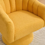 Swivel Accent Chair Set of 2, Upholstered Teddy 360° Swivel Barrel Chair for Living Room Overstuffed Bouncle Reading Chair Round Armchair for Bedroom,Vanity,Office-Mustard