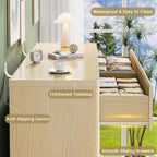Fluted Dresser with 6 Drawers for Bedroom, 48" Wide Wooden Chest of Drawers with Natural Curved Profile Design, Modern Dresser TV Stand, Wood Closet Clothes Storage Organizer