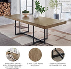 Signature Design by Ashley Tomtyn Casual Self Storing Leaf Dining Extension Table with Trestle Base, Light Brown