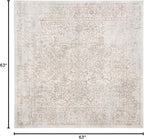 SAFAVIEH Evoke Collection Area Rug - 5'3" Square, Ivory & Taupe, Distressed Design, Non-Shedding & Easy to Clean, Ideal for Living Room, Bedroom, Dining Space (EVK256E)