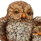 Alpine Corporation QFC366HH Indoor Outdoor Owl Mom Protecting Babies Garden Statue, Loving Owl Family Statue, 11" Tall, Brown