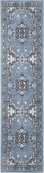 Home Dynamix Premium Sakarya Traditional Medallion Border Area Rug, Blue, 1'9"x7'2" Runner