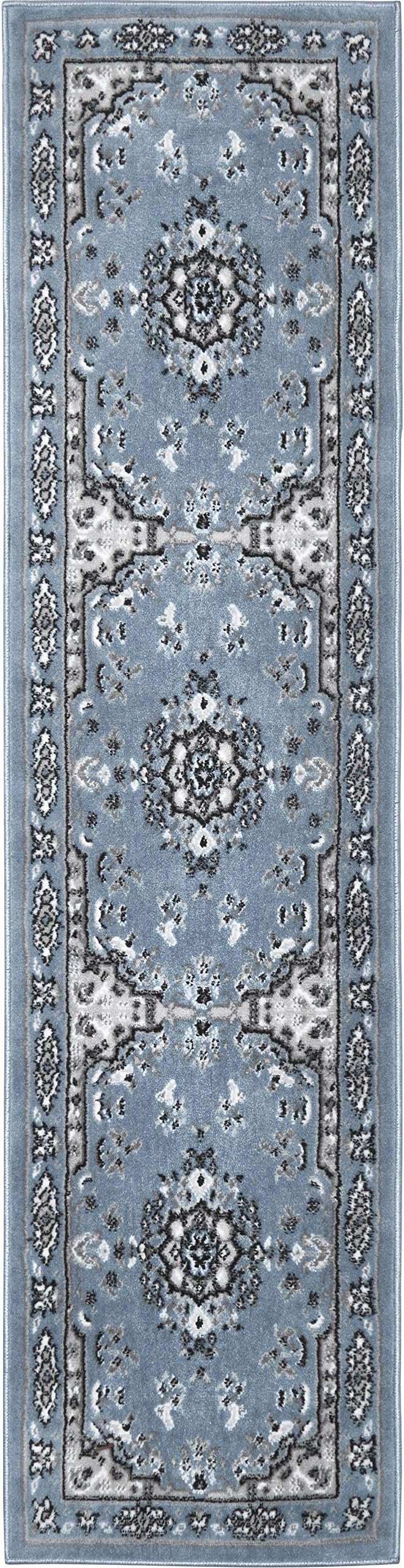 Home Dynamix Premium Sakarya Traditional Medallion Border Area Rug, Blue, 1'9"x7'2" Runner
