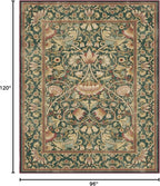 RUGGABLE x Morris & Co Machine Washable Area Rug – Lodden Soft Evergreen & Gold 8x10, Stain-Resistant, Non-Slip – Large Rugs for Living Room, Bedroom, Hallway, Entryway & Office–with Standard Pad