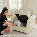 33.5" Mordern Accent Chairs,Reading Chair with Storage,Single Sofa in Chenille Fabric for Living Room, Bedroom and Compact Spaces. (Beige)
