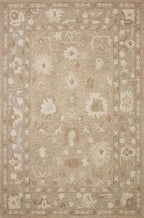 Loloi Chris Loves Julia Dorothea Collection DRT-02 Khaki/Dove 8'-6" x 11'-6" Area Rug Wool Neutral Floral Living Room Bedroom Carpet